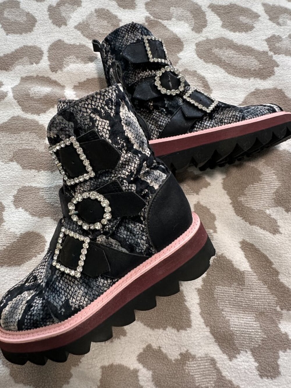 Irregular Choice Jeweled Snakeskin Print Platform Boots | EU 39 / US 8 | *Rare*